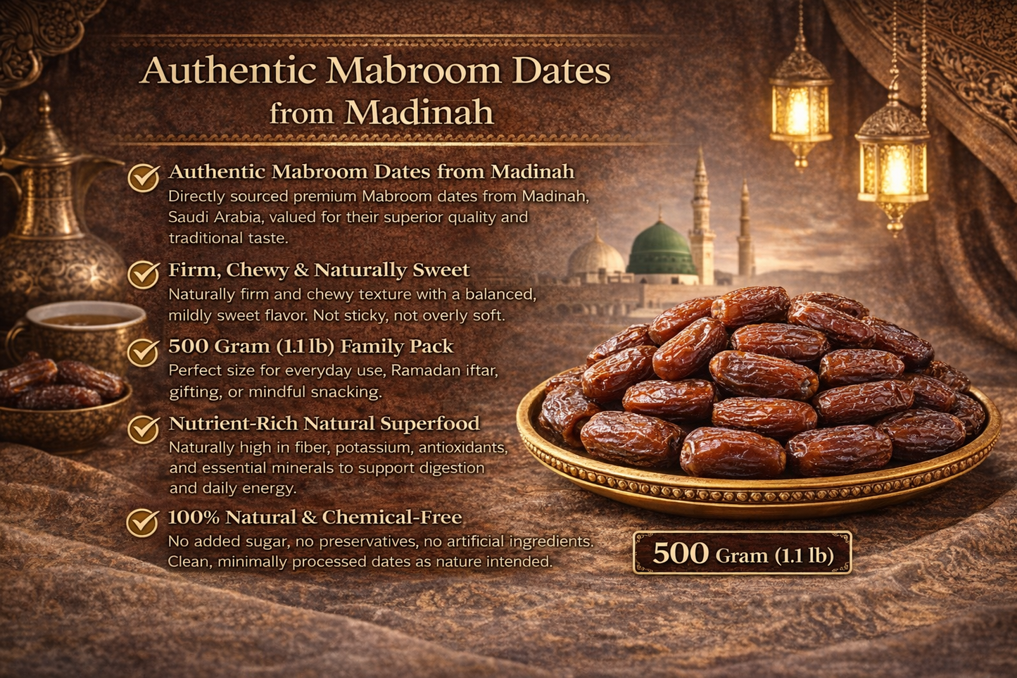 Premium Mabroom Dates from Madinah – 1 KG| 100% Natural Saudi Dates